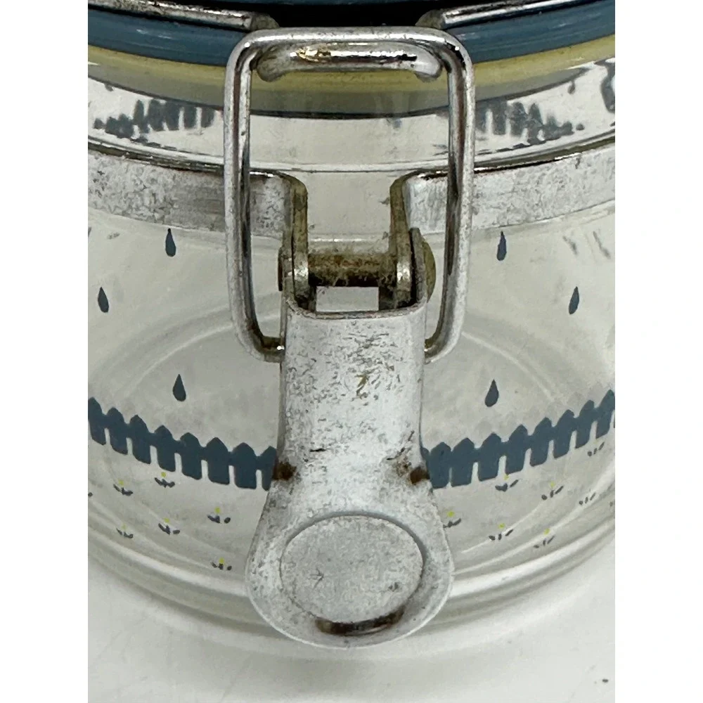 VTG Country Goose Glass Canister Blue White Farmhouse Kitchen Storage Jar Small